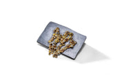 Todd Reed pin with rose cut diamonds (7.18ctw) and raw diamond cubes (2.58ctw) in 18k yellow gold and sterling silver with patina.
